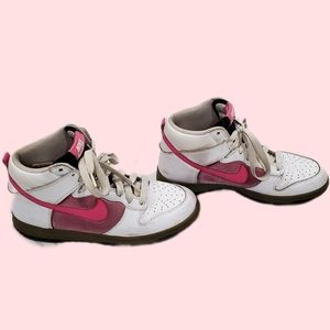 Nike Dunk High Tops (Women's) Pink/White/Grey/Black